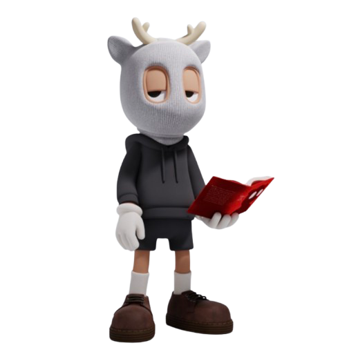 MetaBeast character holding a red book